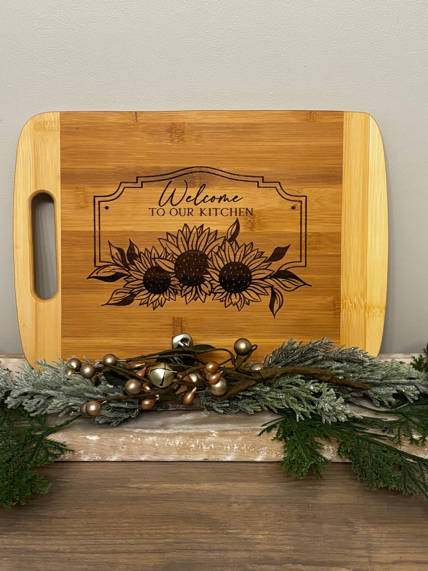 Welome To Our Kitchen Sunflower Charcuterie/Cutting Board