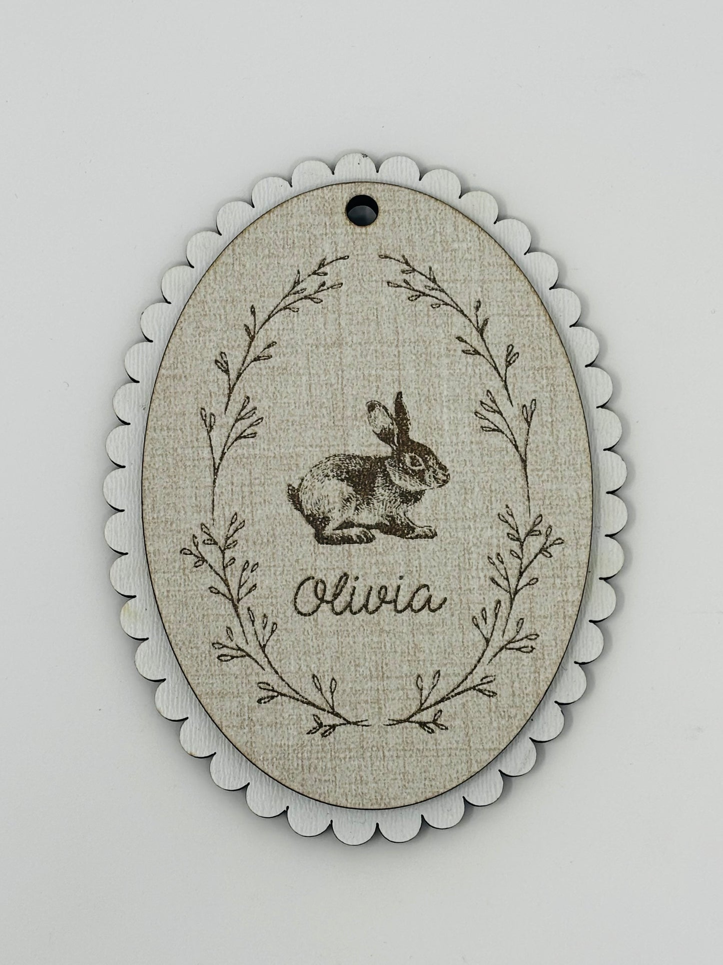 Laser engraved Vintage Easter Bunny Basket Tag