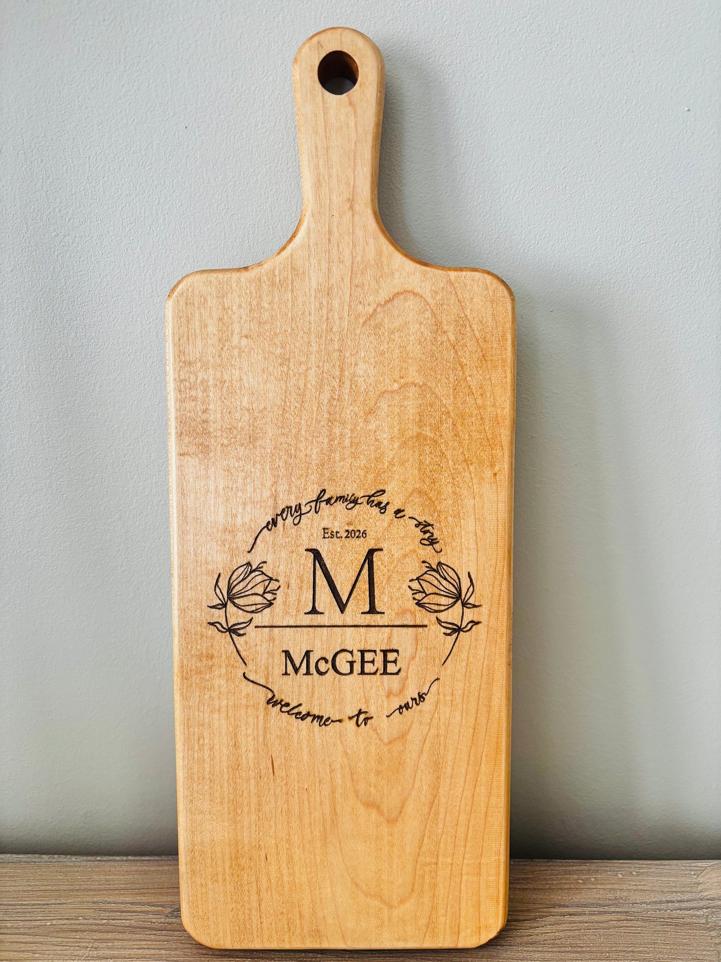 Personalized Every Family Has A Story Solid Maple Cutting Board