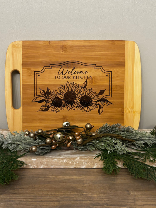 Welome To Our Kitchen Sunflower Charcuterie/Cutting Board