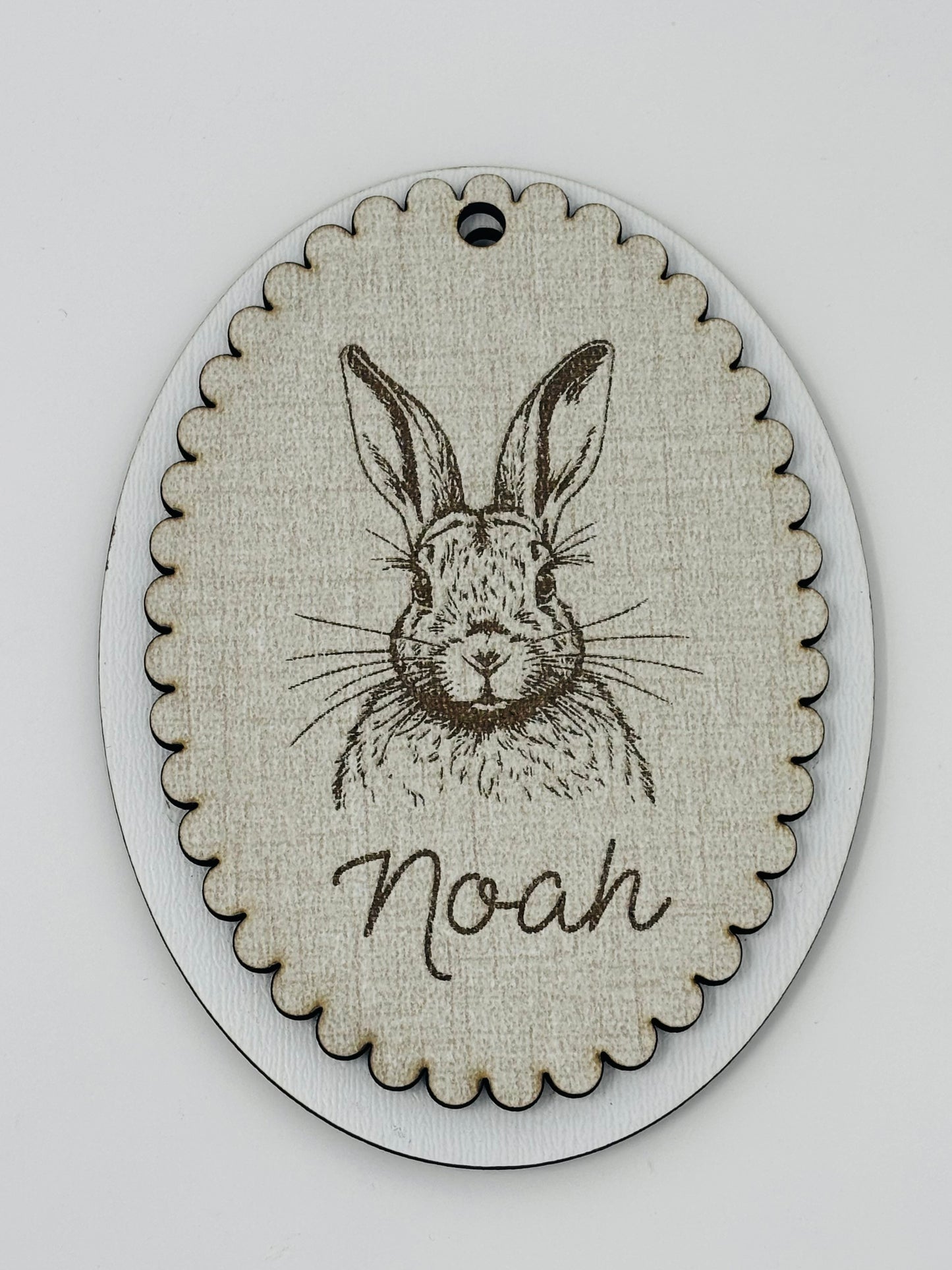Laser engraved Vintage Easter Bunny Basket Tag